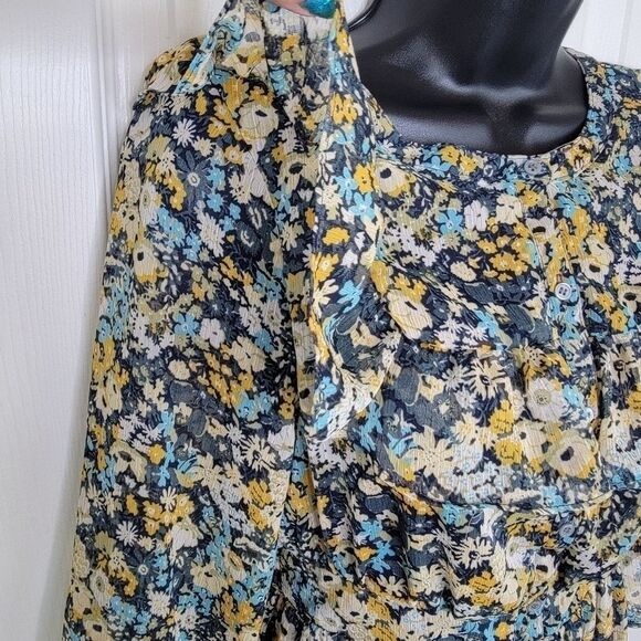 Loft floral ruffle neck cottagecore midi dress size xs - Picture 4 of 9